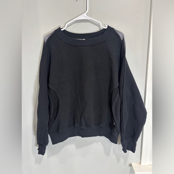 Good American Pullover Sweatshirt Womens 5/2XL Mesh Insert Black USA Made Cotton - Picture 1 of 10